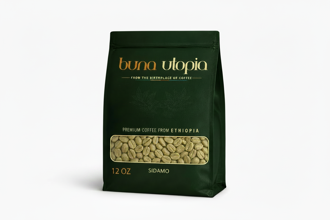 Ethiopian Sidamo Green Coffee Beans – Unroasted (12 oz)