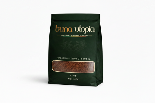 Ethiopian Yirgacheffe Single-Origin Coffee –  Roasted Ground (12 oz)
