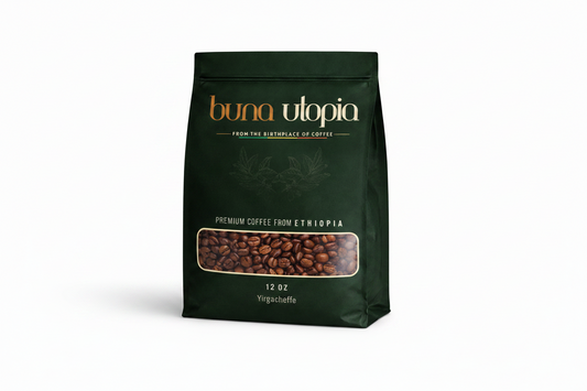Ethiopian Yirgacheffe Single-Origin Coffee –  Roasted whole Beans (12 oz)
